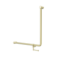 An image of Nero Tapware Mecca Care 32mm 90 Degree NZ4121 Accessible Toilet Grab Rail 750X750mm With Toilet Roll Holder Brushed Gold