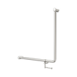 An image of Nero Tapware Mecca Care 32mm 90 Degree NZ4121 Accessible Toilet Grab Rail 750X750mm With Toilet Roll Holder Brushed Nickel
