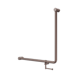 An image of Nero Tapware Mecca Care 32mm 90 Degree NZ4121 Accessible Toilet Grab Rail 750X750mm With Toilet Roll Holder Brushed Bronze
