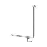 An image of Nero Tapware Mecca Care 32mm 90 Degree NZ4121 Accessible Toilet Grab Rail 750X750mm With Toilet Roll Holder Chrome