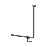 An image of Nero Tapware Mecca Care 32mm 90 Degree NZ4121 Accessible Toilet Grab Rail 750X750mm With Toilet Roll Holder Gun Metal