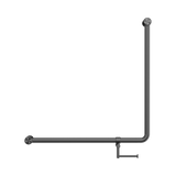 An image of Nero Tapware Mecca Care 32mm 90 Degree NZ4121 Accessible Toilet Grab Rail 750X750mm With Toilet Roll Holder Gun Metal