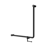 An image of Nero Tapware Mecca Care 32mm 90 Degree NZ4121 Accessible Toilet Grab Rail 750X750mm With Toilet Roll Holder Matte Black