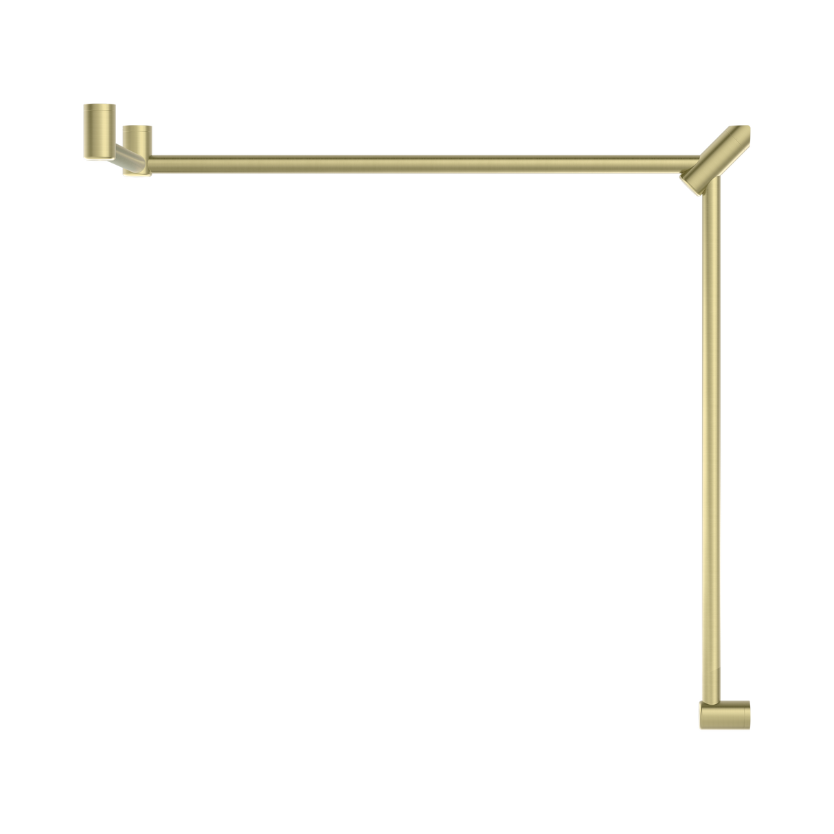 An image of Nero Tapware Mecca Care 32mm DDA Accessible Toilet Grab Rail Set 90 Degree Continuous 600X1065X1025mm Brushed Gold