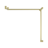 An image of Nero Tapware Mecca Care 32mm DDA Accessible Toilet Grab Rail Set 90 Degree Continuous 600X1065X1025mm Brushed Gold