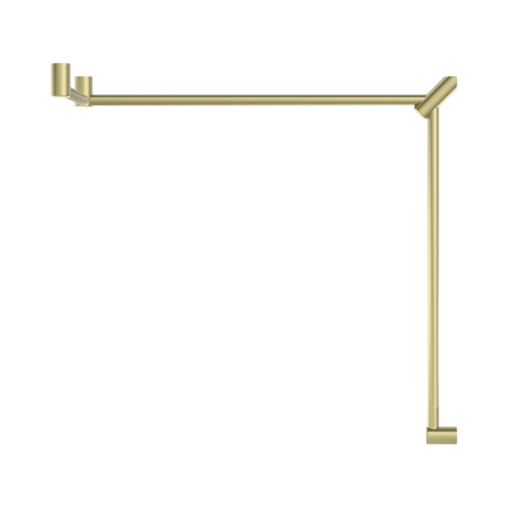 An image of Nero Tapware Mecca Care 32mm DDA Accessible Toilet Grab Rail Set 90 Degree Continuous 600X1065X1025mm Brushed Gold