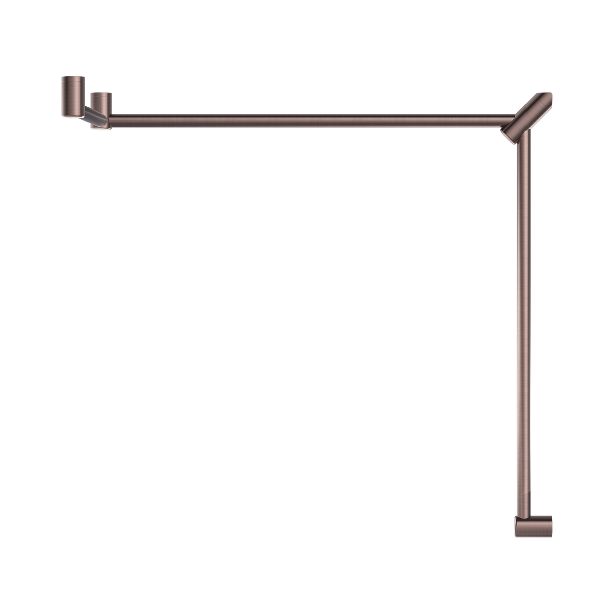 An image of Nero Tapware Mecca Care 32mm DDA Accessible Toilet Grab Rail Set 90 Degree Continuous 600X1065X1025mm Brushed Bronze