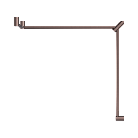 An image of Nero Tapware Mecca Care 32mm DDA Accessible Toilet Grab Rail Set 90 Degree Continuous 600X1065X1025mm Brushed Bronze