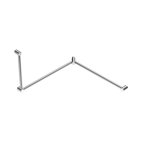An image of Nero Tapware Mecca Care 32mm DDA Accessible Toilet Grab Rail Set 90 Degree Continuous 600X1065X1025mm Chrome