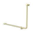 An image of Nero Tapware Mecca Care 32mm DDA Accessible Toilet 90 Degree Bent Tube Grab Rail 600X1000mm Brushed Gold