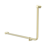 An image of Nero Tapware Mecca Care 32mm DDA Accessible Toilet 90 Degree Bent Tube Grab Rail 600X1000mm Brushed Gold