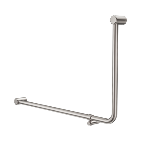 An image of Nero Tapware Mecca Care 32mm DDA Accessible Toilet 90 Degree Bent Tube Grab Rail 600X1000mm Brushed Nickel