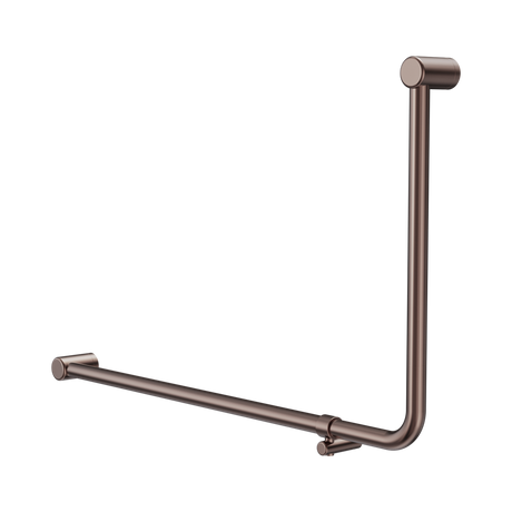 An image of Nero Tapware Mecca Care 32mm DDA Accessible Toilet 90 Degree Bent Tube Grab Rail 600X1000mm Brushed Bronze