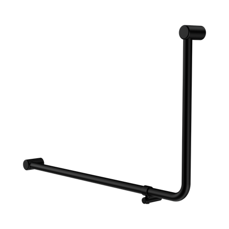 An image of Nero Tapware Mecca Care 32mm DDA Accessible Toilet 90 Degree Bent Tube Grab Rail 600X1000mm Matte Black