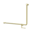 An image of Nero Tapware Mecca Care 32mm DDA Accessible Toilet 90 Degree Bent Tube Grab Rail 600X1000mm With Toilet Roll Holder Brushed Gold