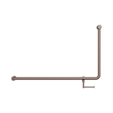 An image of Nero Tapware Mecca Care 32mm DDA Accessible Toilet 90 Degree Bent Tube Grab Rail 600X1000mm With Toilet Roll Holder Brushed Bronze