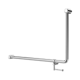 An image of Nero Tapware Mecca Care 32mm DDA Accessible Toilet 90 Degree Bent Tube Grab Rail 600X1000mm With Toilet Roll Holder Chrome