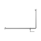 An image of Nero Tapware Mecca Care 32mm DDA Accessible Toilet 90 Degree Bent Tube Grab Rail 600X1000mm With Toilet Roll Holder Chrome