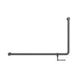 An image of Nero Tapware Mecca Care 32mm DDA Accessible Toilet 90 Degree Bent Tube Grab Rail 600X1000mm With Toilet Roll Holder Gun Metal