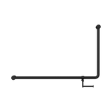 An image of Nero Tapware Mecca Care 32mm DDA Accessible Toilet 90 Degree Bent Tube Grab Rail 600X1000mm With Toilet Roll Holder Matte Black