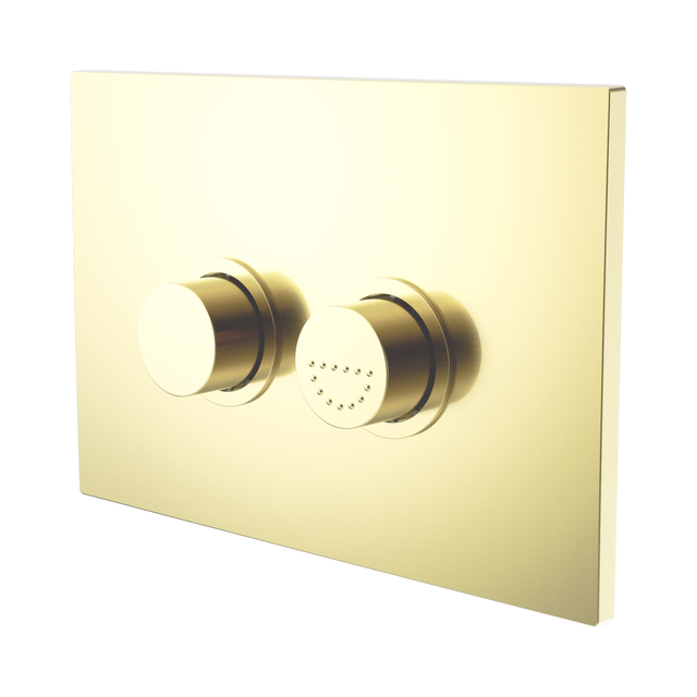 An image of Nero Tapware Mecca Care Raised Disabled Care Pneumatic Flush Buttons Plate DDA Accessible Toilet Compliant Brushed Gold