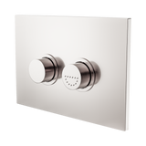 An image of Nero Tapware Mecca Care Raised Disabled Care Pneumatic Flush Buttons Plate DDA Accessible Toilet Compliant Brushed Nickel