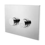 An image of Nero Tapware Mecca Care Raised Disabled Care Pneumatic Flush Buttons Plate DDA Accessible Toilet Compliant Chrome