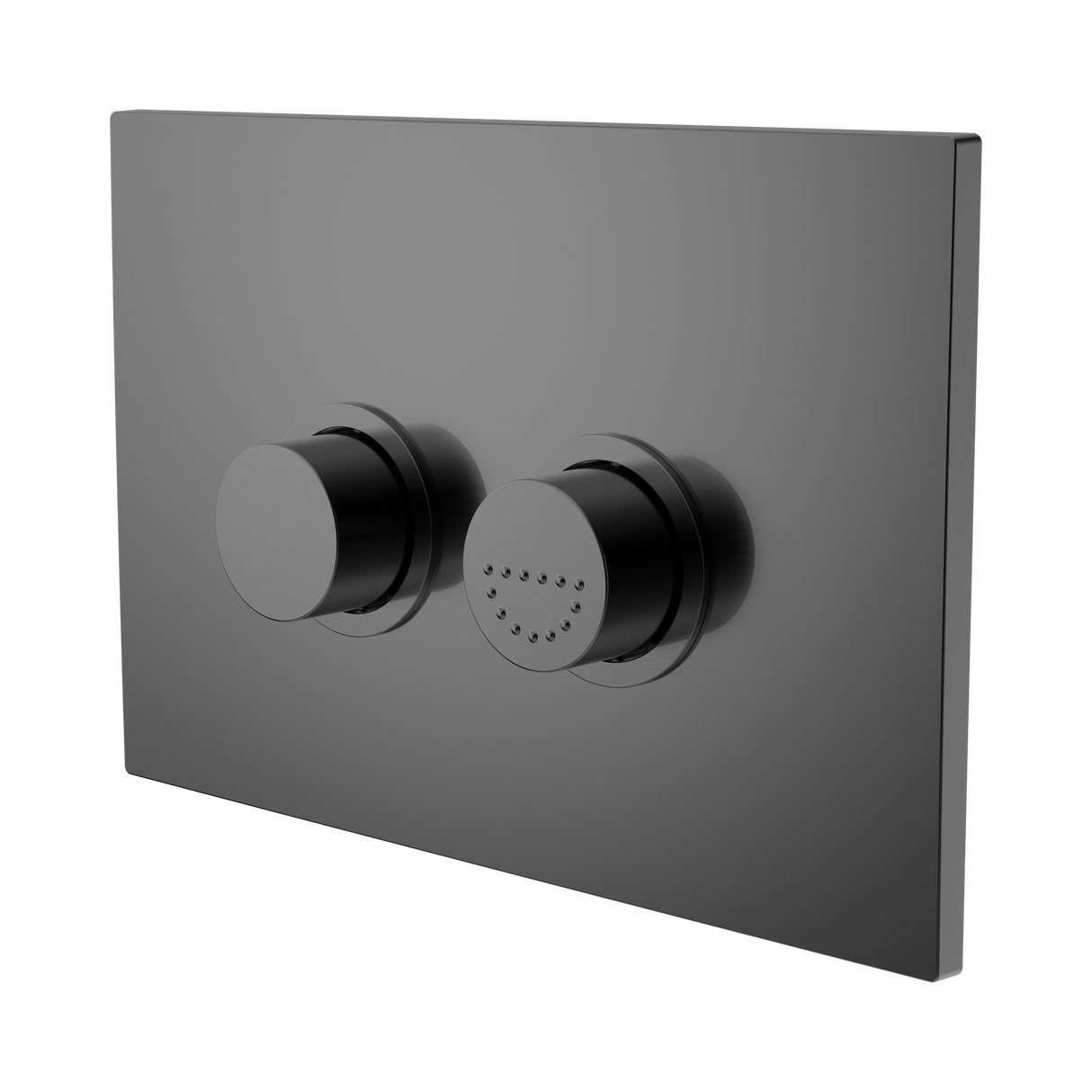 An image of Nero Tapware Mecca Care Raised Disabled Care Pneumatic Flush Buttons Plate DDA Accessible Toilet Compliant Gun Metal