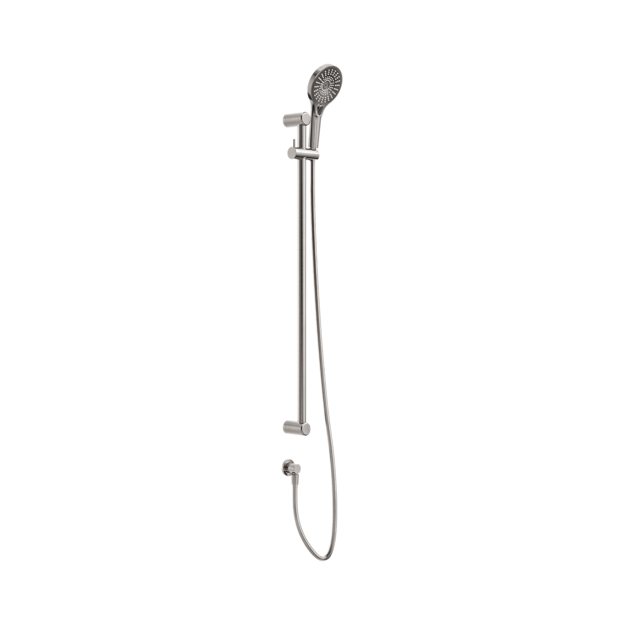 An image of Nero Tapware Mecca Care 25mm Grab Rail And Adjustable Shower Rail Set 900mm Brushed Nickel