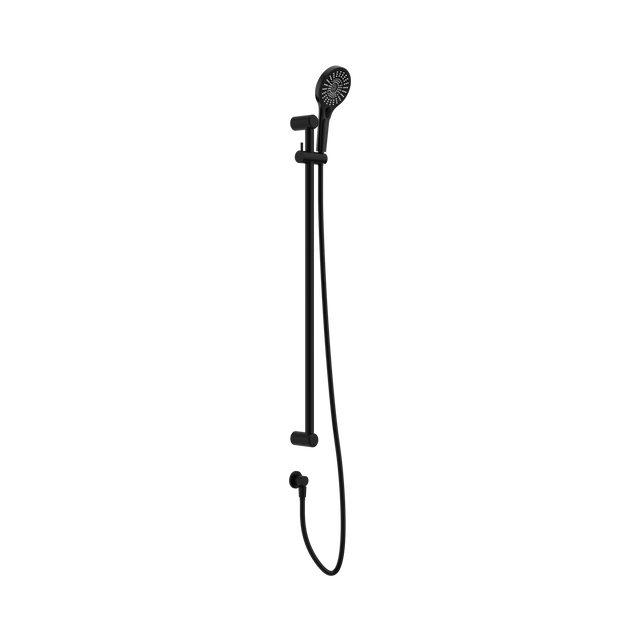 An image of Nero Tapware Mecca Care 25mm Grab Rail And Adjustable Shower Rail Set 900mm Matte Black