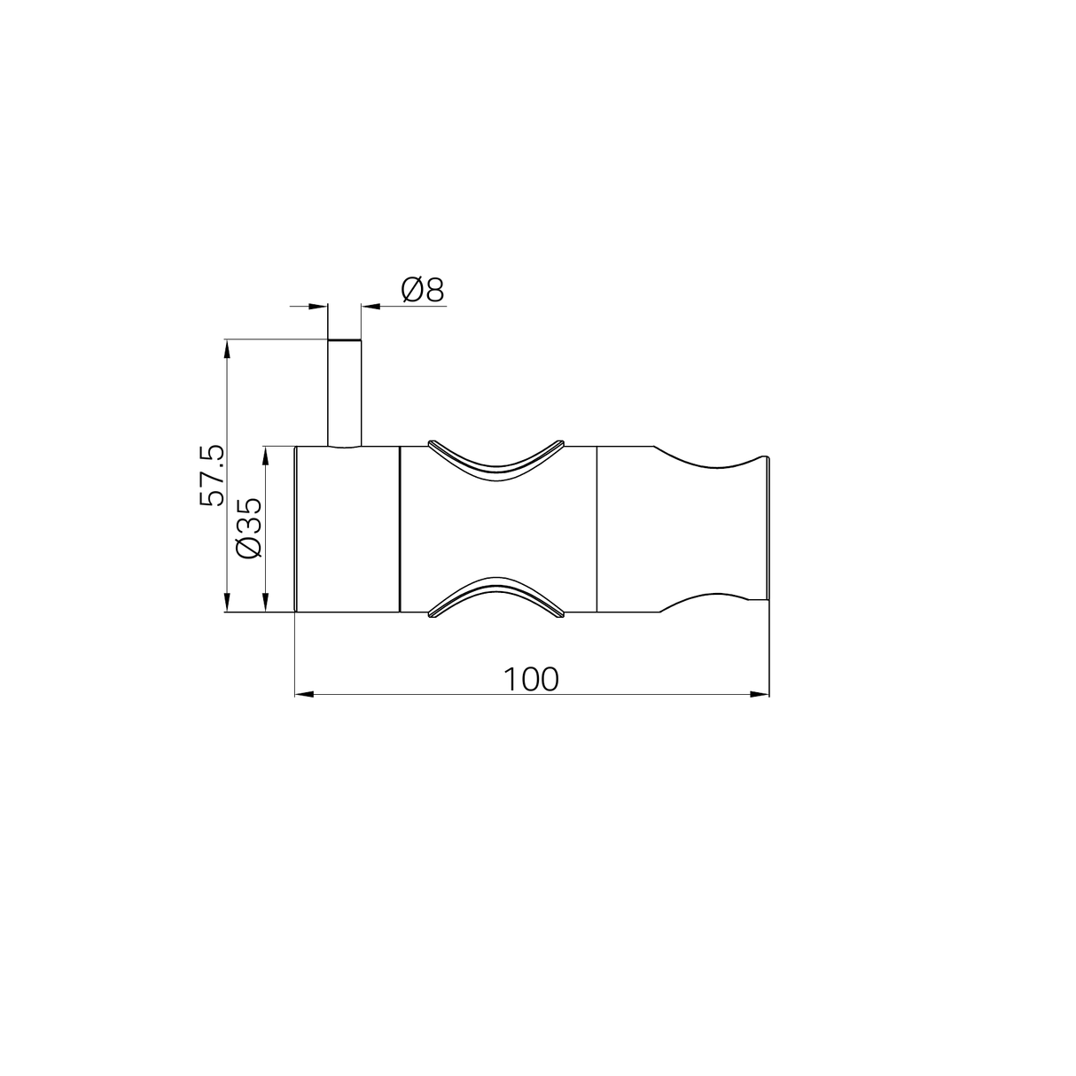 A line drawing of Nero Tapware Slider For Mecca Care 25mm Grab Rail And Adjustable Shower Rail Set 900mm Matte Black