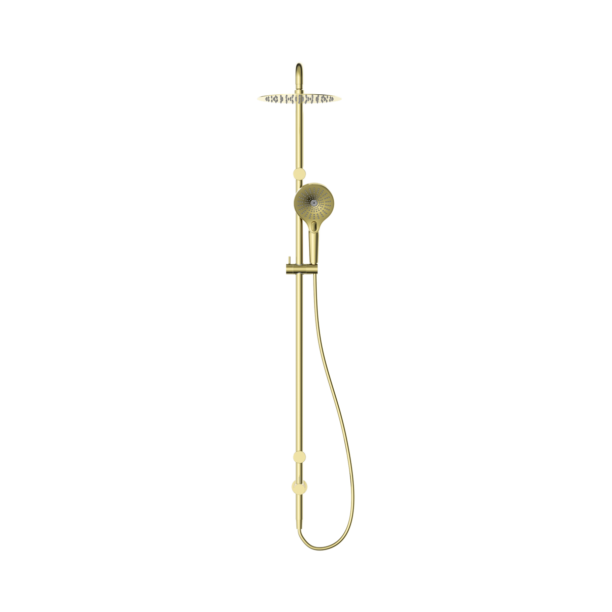 An image of Nero Tapware Mecca Care 25mm Grab Rail 900mm Twin Shower Set Brushed Gold