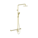 An image of Nero Tapware Mecca Care 32mm T Bar Grab Rail 1100x750mm Twin Shower Set Brushed Gold