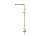 An image of Nero Tapware Mecca Care 32mm T Bar Grab Rail 1100x750mm Twin Shower Set Brushed Gold