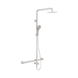 An image of Nero Tapware Mecca Care 32mm T Bar Grab Rail 1100x750mm Twin Shower Set Brushed Nickel