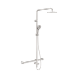 An image of Nero Tapware Mecca Care 32mm T Bar Grab Rail 1100x750mm Twin Shower Set Brushed Nickel