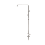 An image of Nero Tapware Mecca Care 32mm T Bar Grab Rail 1100x750mm Twin Shower Set Brushed Nickel