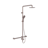 An image of Nero Tapware Mecca Care 32mm T Bar Grab Rail 1100x750mm Twin Shower Set Brushed Bronze