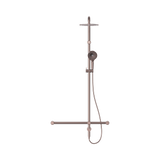 An image of Nero Tapware Mecca Care 32mm T Bar Grab Rail 1100x750mm Twin Shower Set Brushed Bronze