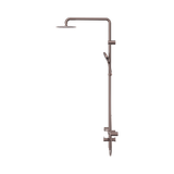 An image of Nero Tapware Mecca Care 32mm T Bar Grab Rail 1100x750mm Twin Shower Set Brushed Bronze