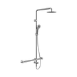 An image of Nero Tapware Mecca Care 32mm T Bar Grab Rail 1100x750mm Twin Shower Set Chrome
