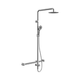 An image of Nero Tapware Mecca Care 32mm T Bar Grab Rail 1100x750mm Twin Shower Set Chrome
