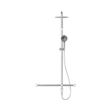 An image of Nero Tapware Mecca Care 32mm T Bar Grab Rail 1100x750mm Twin Shower Set Chrome