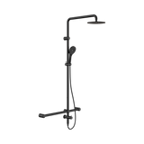 An image of Nero Tapware Mecca Care 32mm T Bar Grab Rail 1100x750mm Twin Shower Set Matte Black