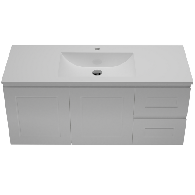 Nevada Classic Vanity 1200mm Centre Bowl Regal Top Wall hung (NVC-V-1200-C-REG-W)