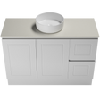Nevada Classic Vanity 1200mm Centre White Gloss Above Counter Basin SilkSurface Top Floor standing (NVC-V-1200-C-SSA-F)