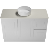 Nevada Classic Vanity 1200mm Centre White Gloss Above Counter Basin SilkSurface Top Floor standing (NVC-V-1200-C-SSA-F)