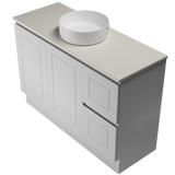 Nevada Classic Vanity 1200mm Centre White Gloss Above Counter Basin SilkSurface Top Floor standing (NVC-V-1200-C-SSA-F)