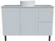 Nevada Classic Vanity 1200mm Centre White Gloss Above Counter Basin SilkSurface Top On Legs (NVC-V-1200-C-SSA-L)