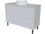 Nevada Classic Vanity 1200mm Centre White Gloss Above Counter Basin SilkSurface Top On Legs (NVC-V-1200-C-SSA-L)